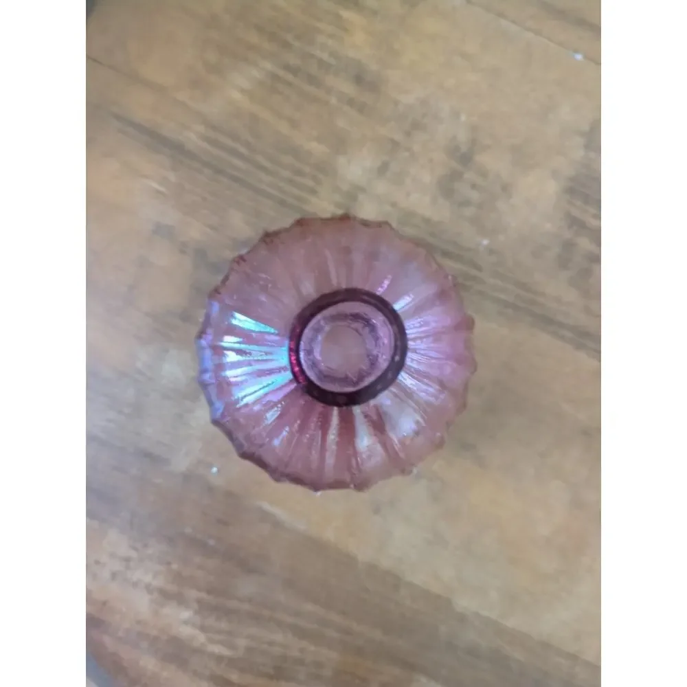 Vintage Pilgrim Glass Company Small Cranberry Bud Vase Hand blown
